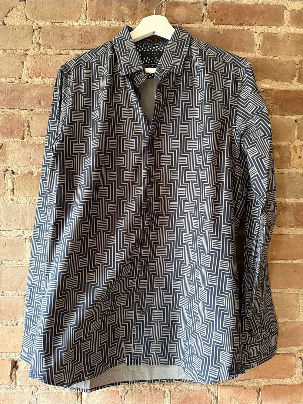 Ted Baker London Men's Geometric Pattern Button-Up Shirt - Black